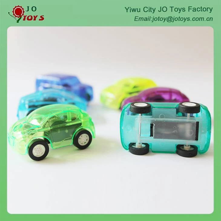 Cheap Colorful 8 Design Transparent Small Plastic Toy Car Back