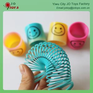 Colorful Plastic Spring Toy With Smiley Capsule Toy