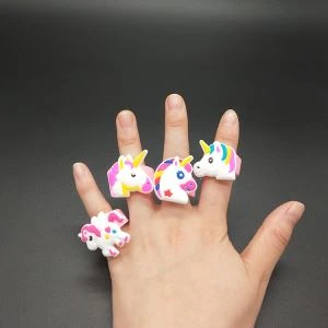 Girls Accessories PVC Toy Unicorn Shaped Finger Ring