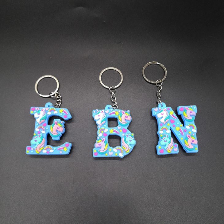 3D Unicorn Keychain Letter Keyring
