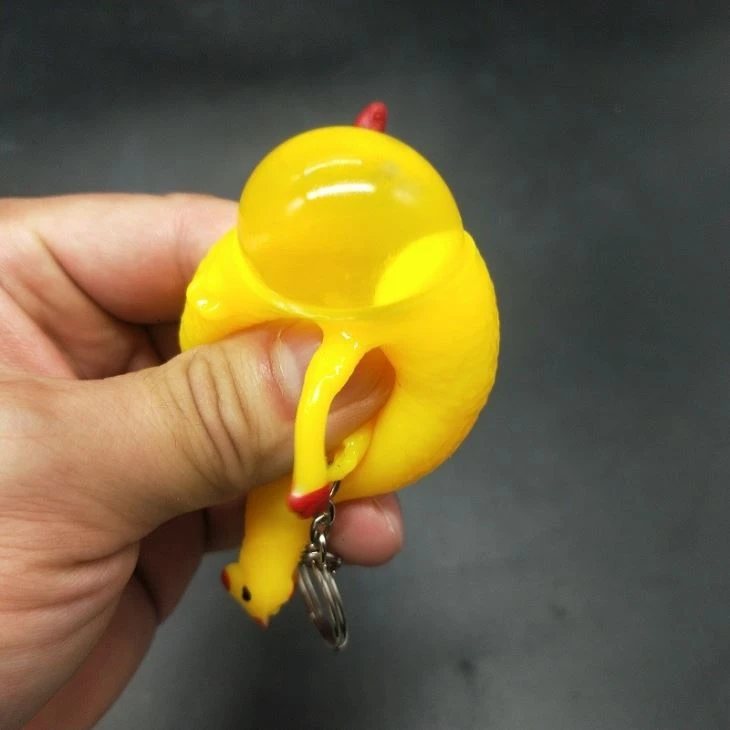 Chicken Toy Squeeze Laying Egg Keychain