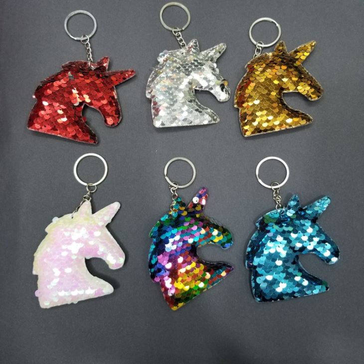 Flip Sequin Unicorn Keychains