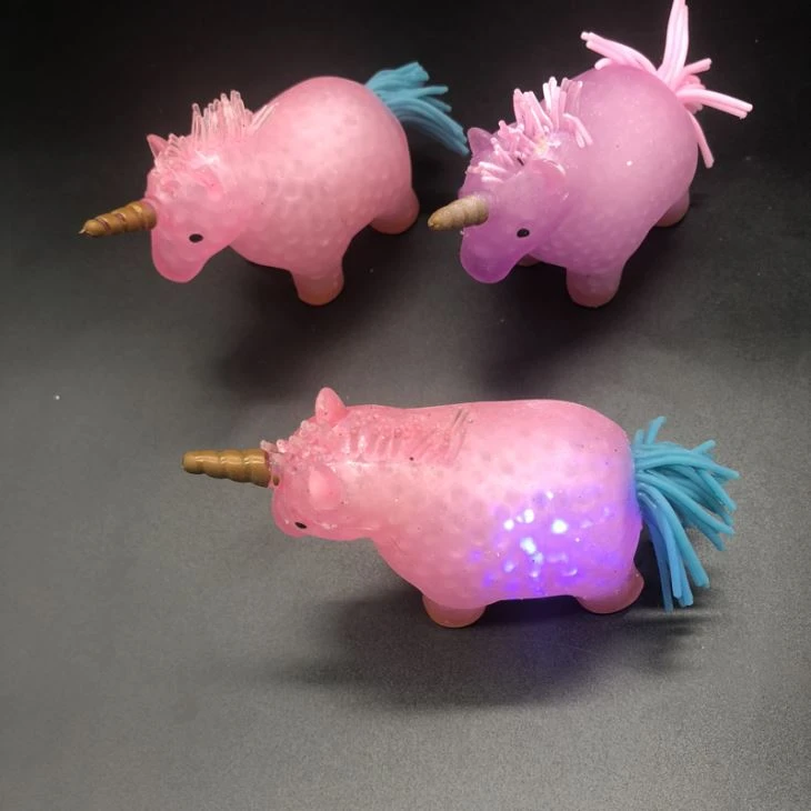 LED Squeeze Unicorn Toys With Beads