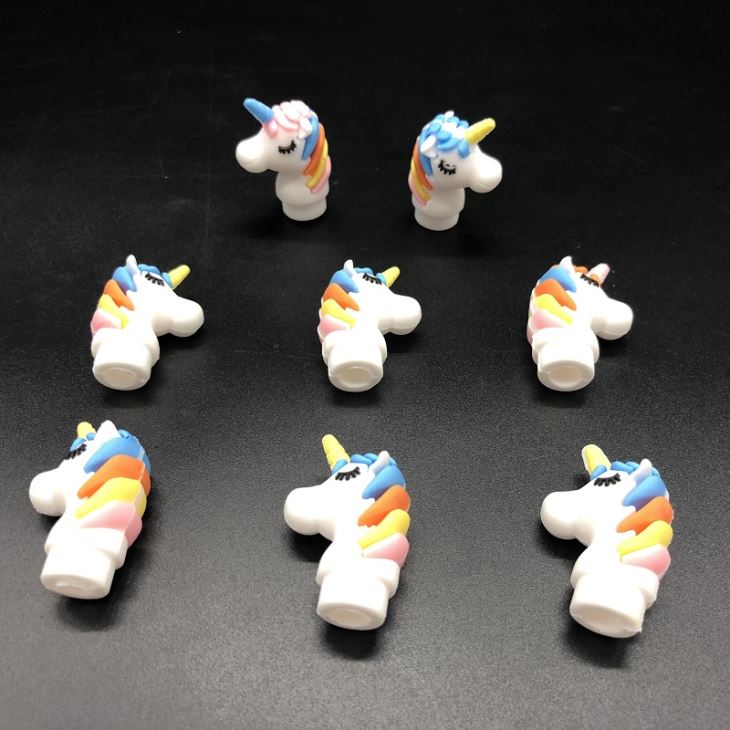 Plastic Rubber Unicorn Shape Pencil Topper
