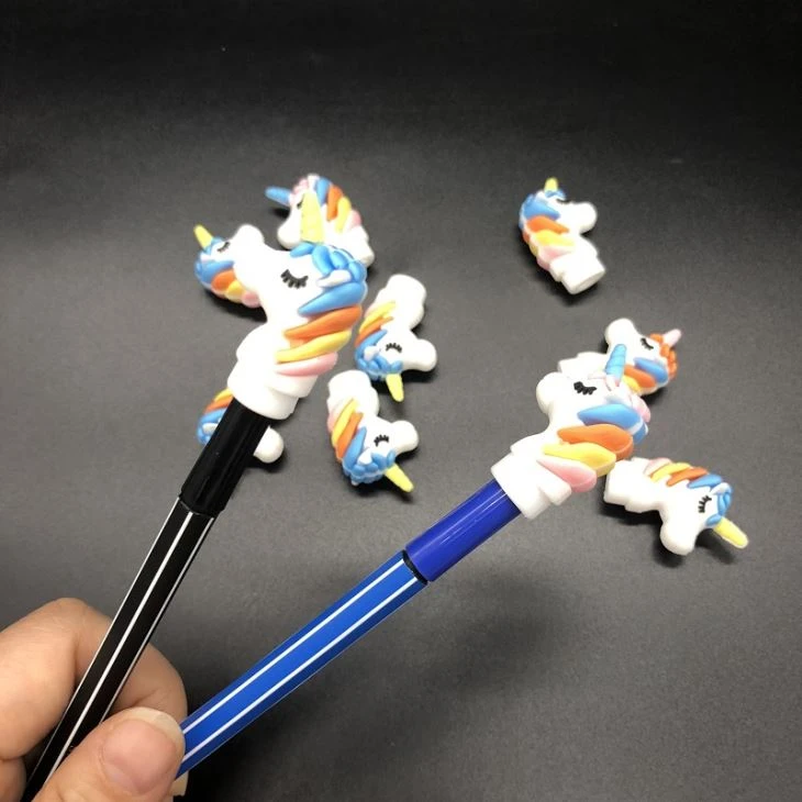 Plastic Rubber Unicorn Shape Pencil Topper