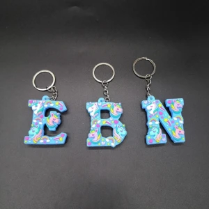 3D Unicorn Keychain Letter Keyring