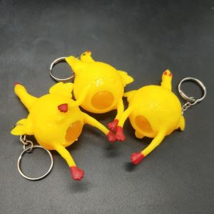 Chicken Toy Squeeze Laying Egg Keychain