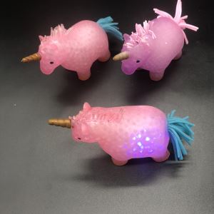 LED Squeeze Unicorn Toys With Beads
