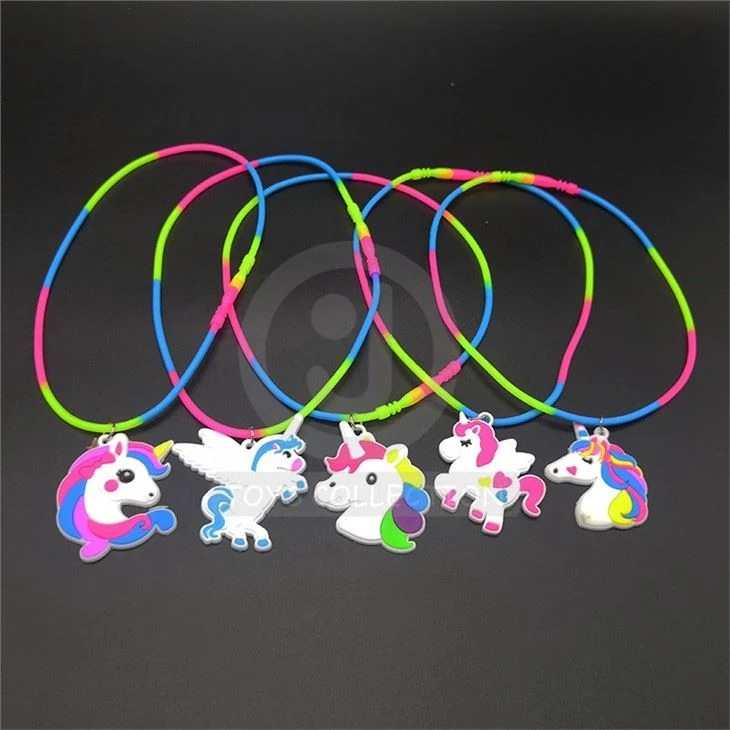 PVC Unicorn Cute Colorful Necklace Girls Toy