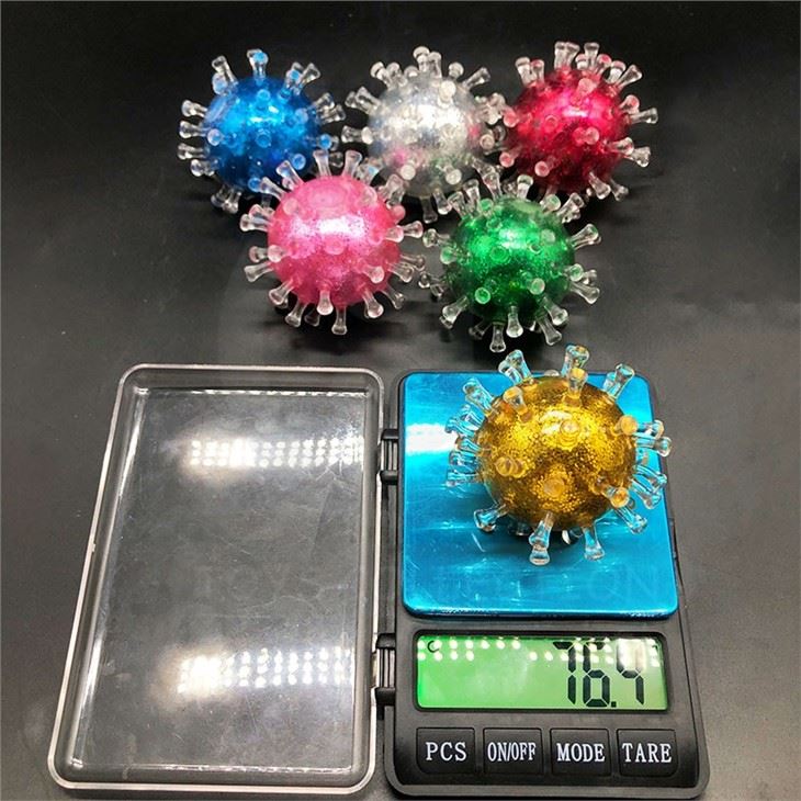 New Arrival Fidget Squeeze Squishy Virus Glitter Stress Balls Decompression Stress Relief Anti Stress Vent Beads Ball For Kids