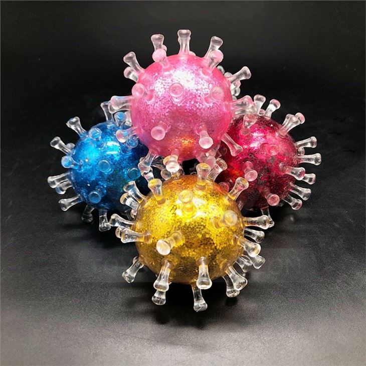 New Arrival Fidget Squeeze Squishy Virus Glitter Stress Balls Decompression Stress Relief Anti Stress Vent Beads Ball For Kids
