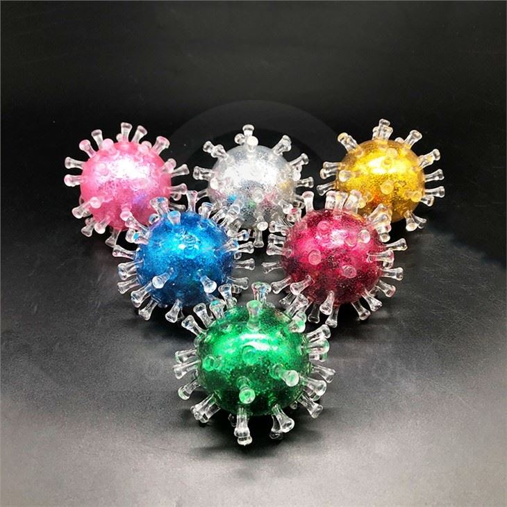 New Arrival Fidget Squeeze Squishy Virus Glitter Stress Balls Decompression Stress Relief Anti Stress Vent Beads Ball For Kids