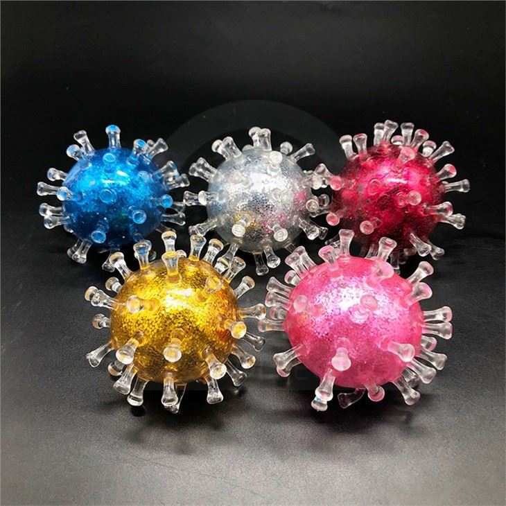 New Arrival Fidget Squeeze Squishy Virus Glitter Stress Balls Decompression Stress Relief Anti Stress Vent Beads Ball For Kids