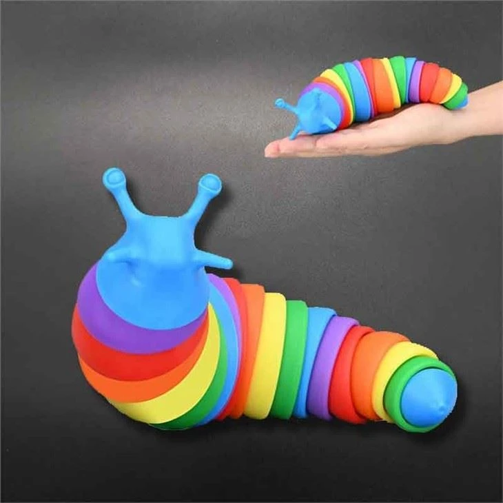 New Arrival Mini Slug Fidget Toys 3D Rainbow Stress Relieve Toy Decompression Slugs For Kids