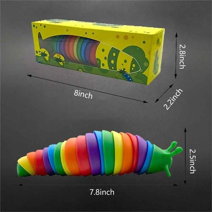 New Arrival Mini Slug Fidget Toys 3D Rainbow Stress Relieve Toy Decompression Slugs For Kids