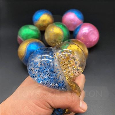 Squeeze Double Colors Beads Balls With Glitter