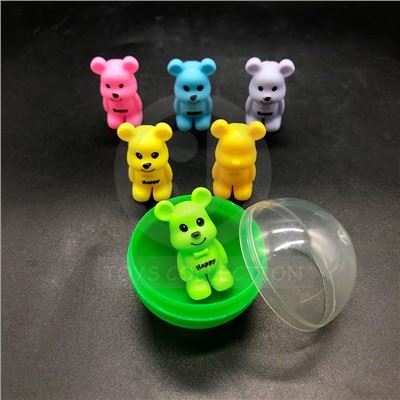 Wholesale 2 Inch Vending Capsule Toys Plastic Cartoon Happy Bear Doll Toy For Kids
