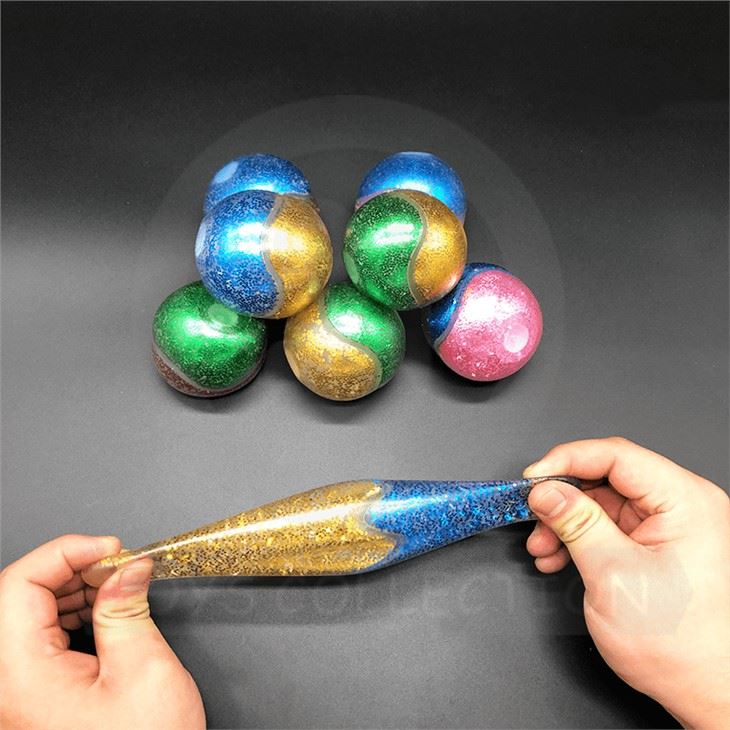 Squeeze Double Colors Beads Balls With Glitter