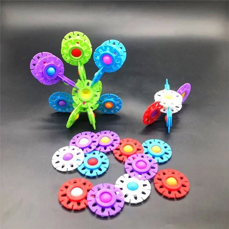 Wholesale Bulk Silicone Round Shape Pop Bubble Building Blocks Fidget Toys For Kids