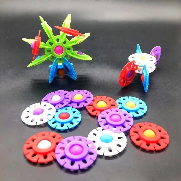 Wholesale Bulk Silicone Round Shape Pop Bubble Building Blocks Fidget Toys For Kids