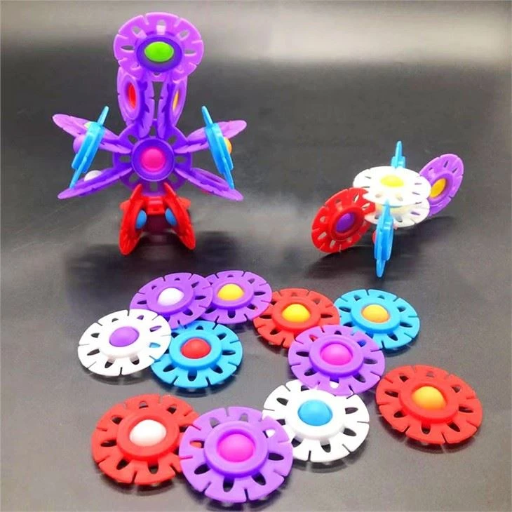 Wholesale Bulk Silicone Round Shape Pop Bubble Building Blocks Fidget Toys For Kids