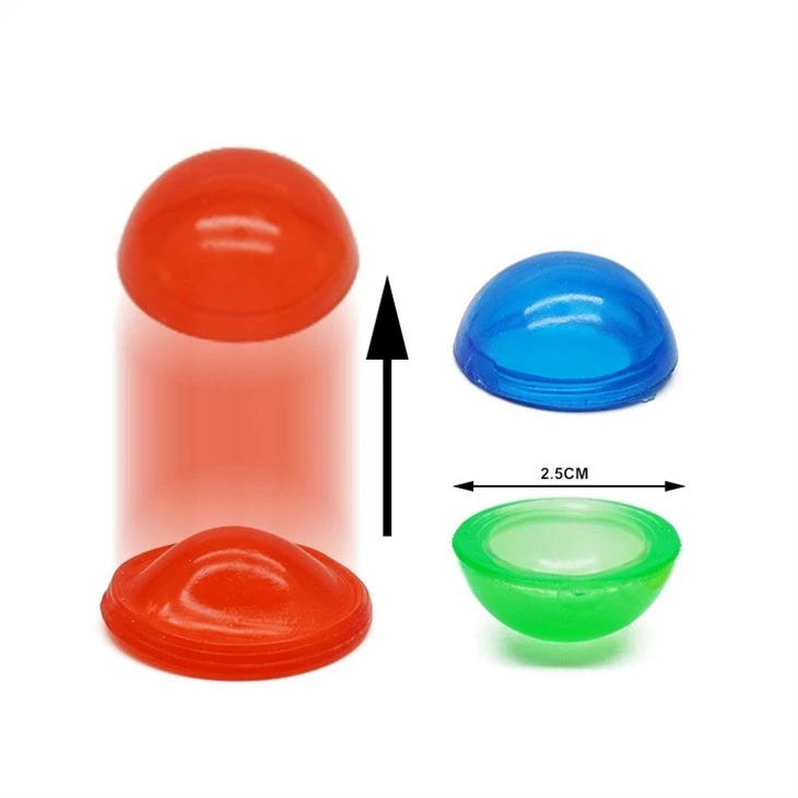 Yiwu Supplier Colorful 2.5 cm Rubber Material Half Bouncing Popper Ball For 28 mm 32 mm Vending Capsule