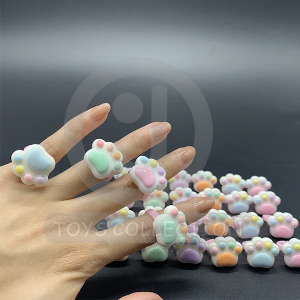 Plastic Cute Cat Dog Claw Crystal Ring Accessories Toys