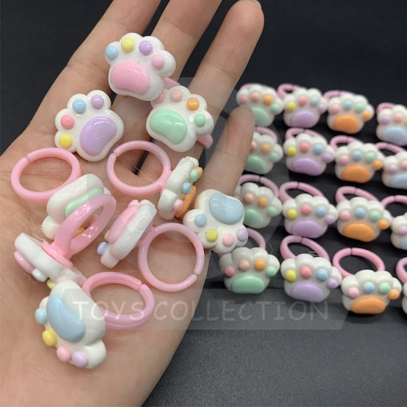 Plastic Cute Cat Dog Claw Crystal Ring Accessories Toys
